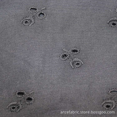 100% grey cotton lawn eyelet lace embroidery fabric